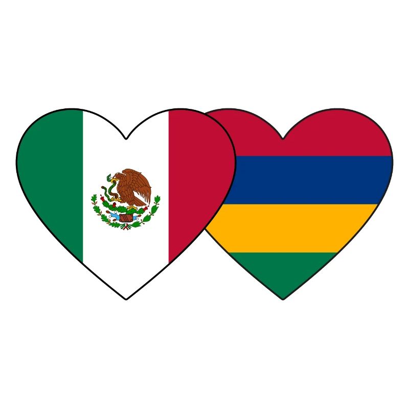 Mexiko Mauritius Flagge Herz