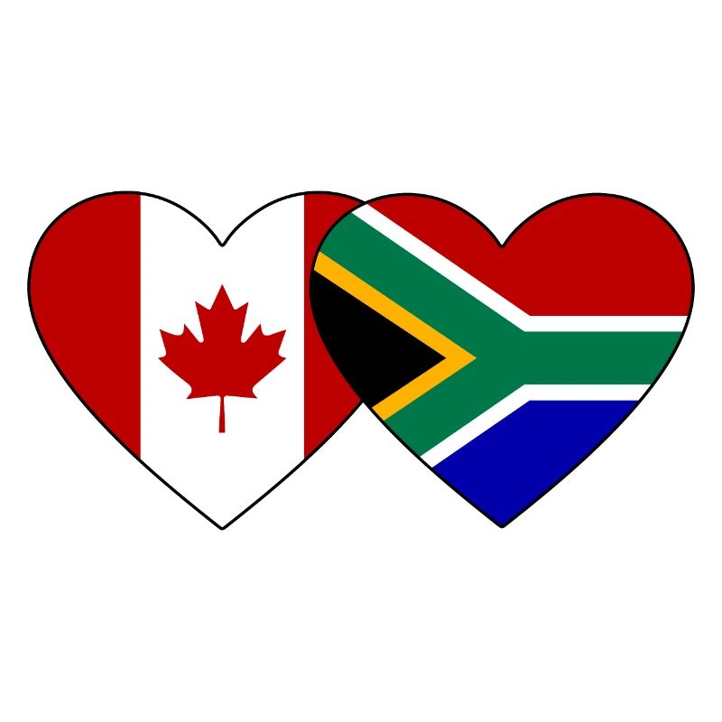 Cœur de drapeau du Canada et de l’Afrique du Sud
