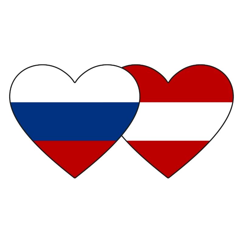 Russie Autriche Flag Coeur