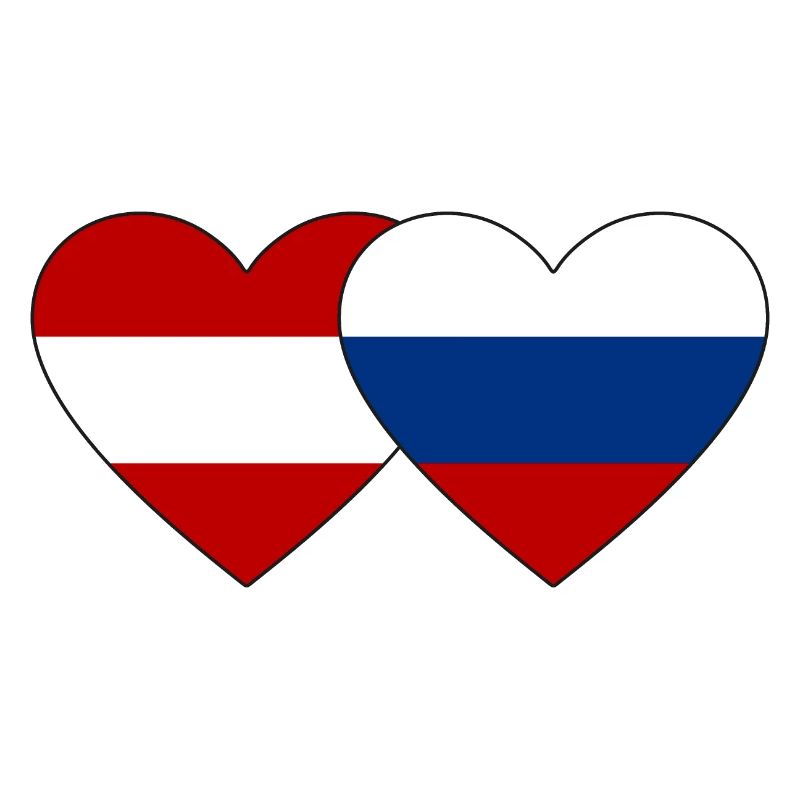 Autriche Russie Flag Coeur