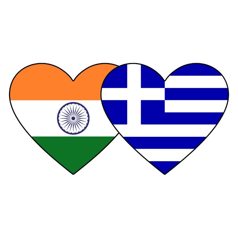 India Greece Flag Heart