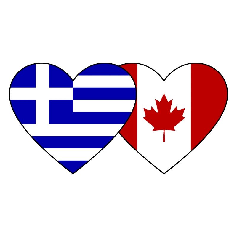 Grèce Canada Flag Heart