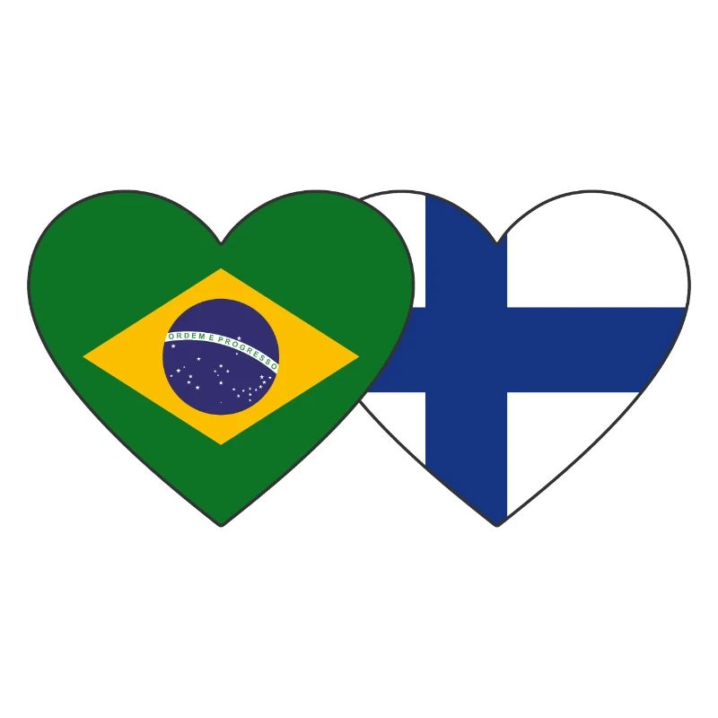 Brésil Finlande Flag Heart