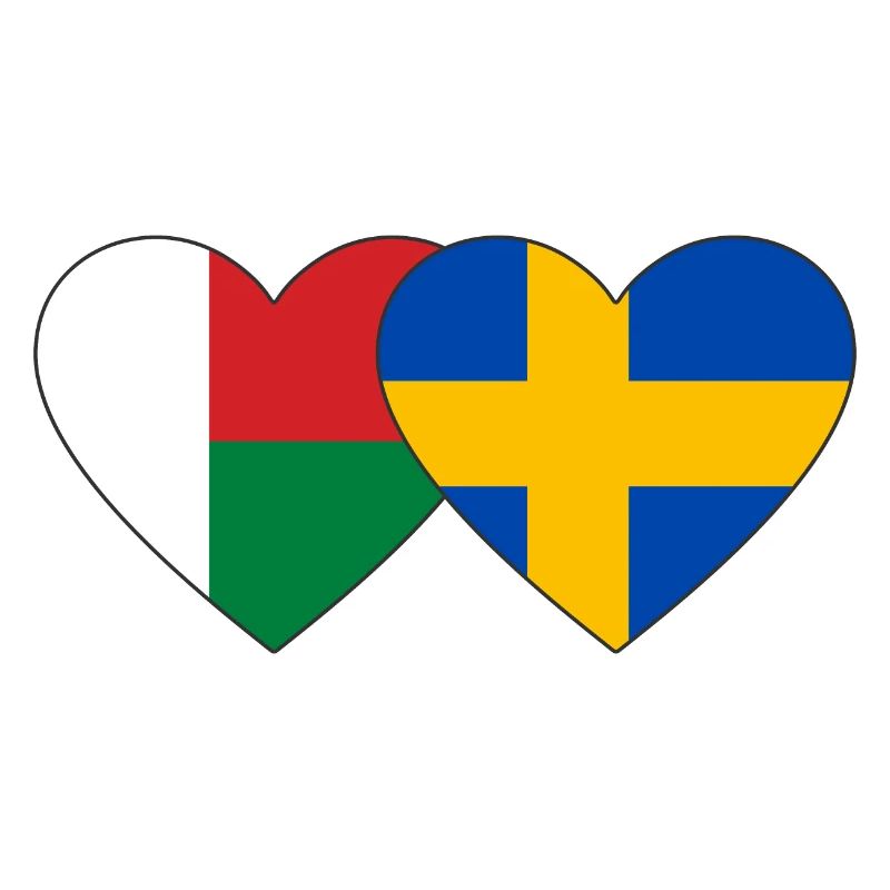 Madagaskar Schweden Herz Flagge
