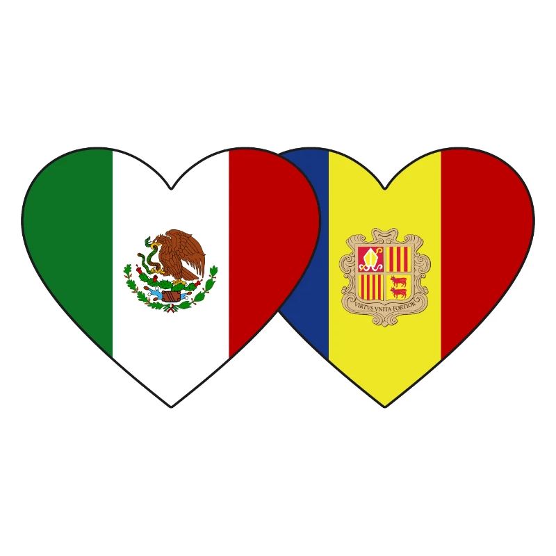 Mexiko Andorra Flagge Herz