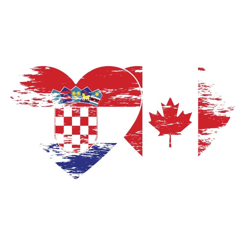 Croatie Canada drapeau coeur utilisé
