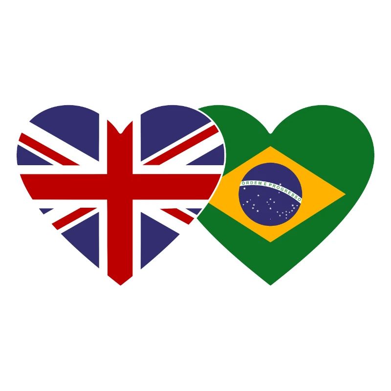 Angleterre Brésil Drapeau Coeur