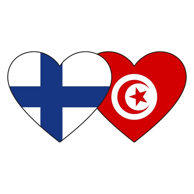Finlande Tunisie Drapeau Coeur