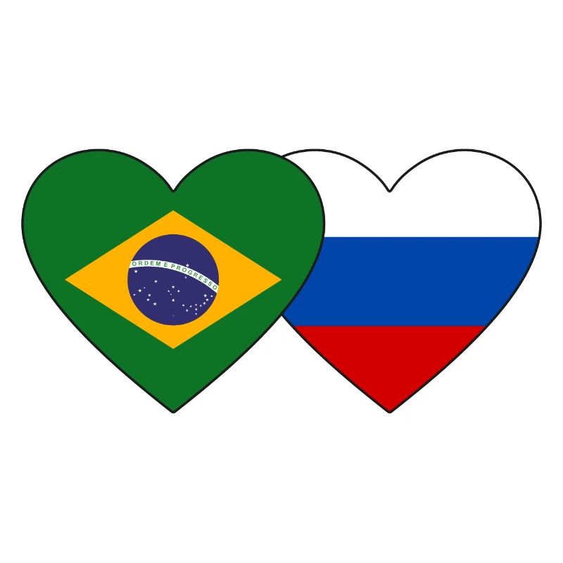 Brésil Russie Flag Coeur
