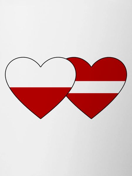 Poland Latvia Flag Heart