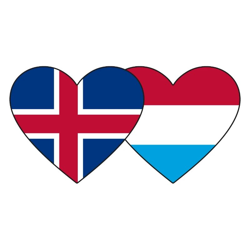 Islande Luxembourg Flag Heart