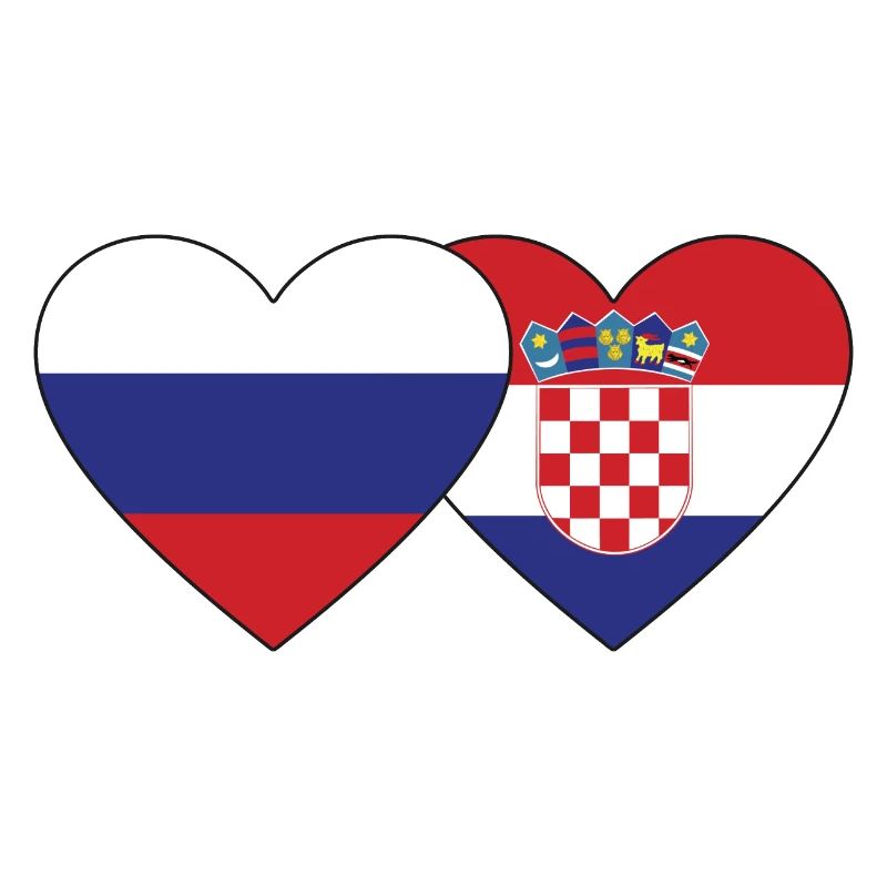 Russie Croatie drapeau coeur