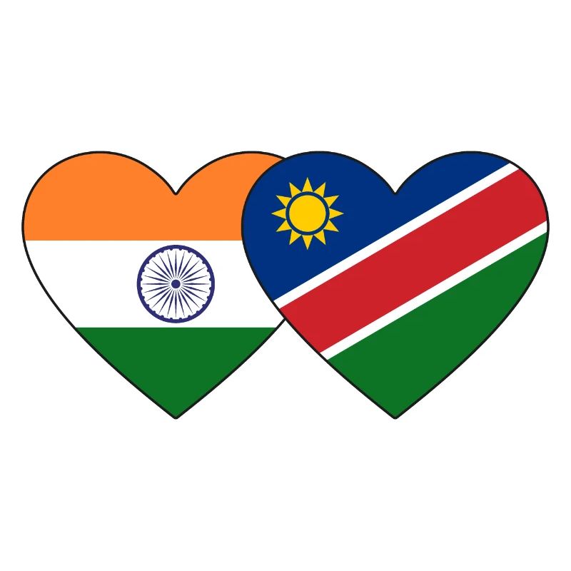 India Namibia Flag Heart