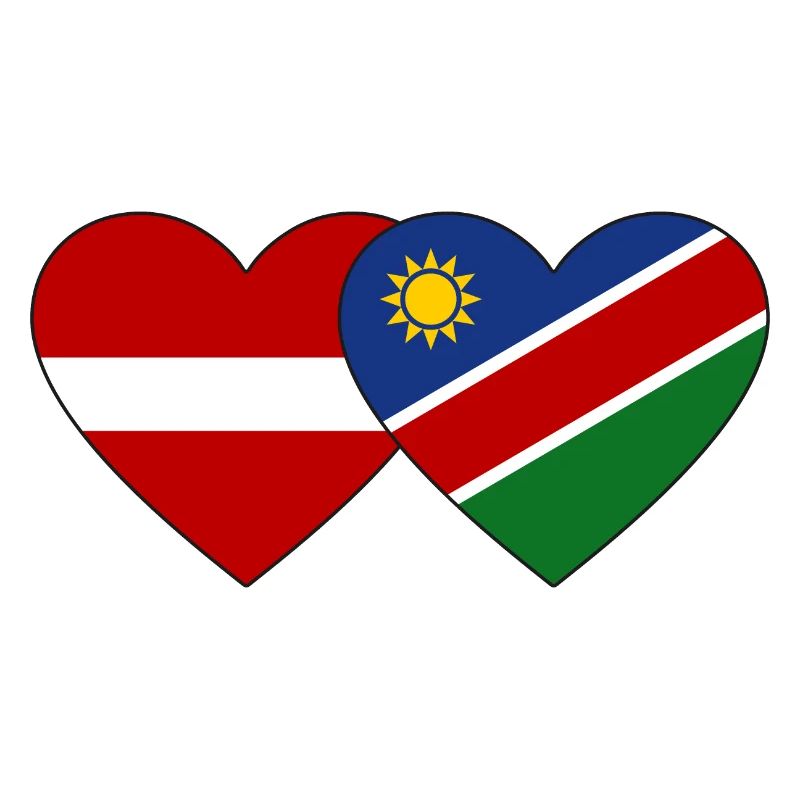 Lettland Namibia Flagge Herz
