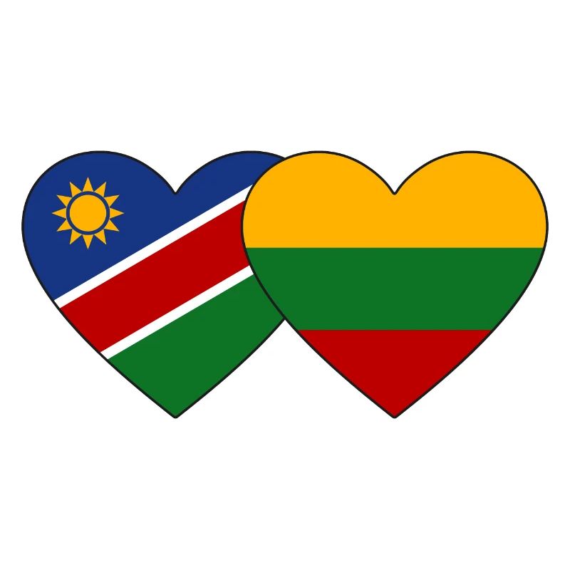 Namibia Litauen Flagge Herz