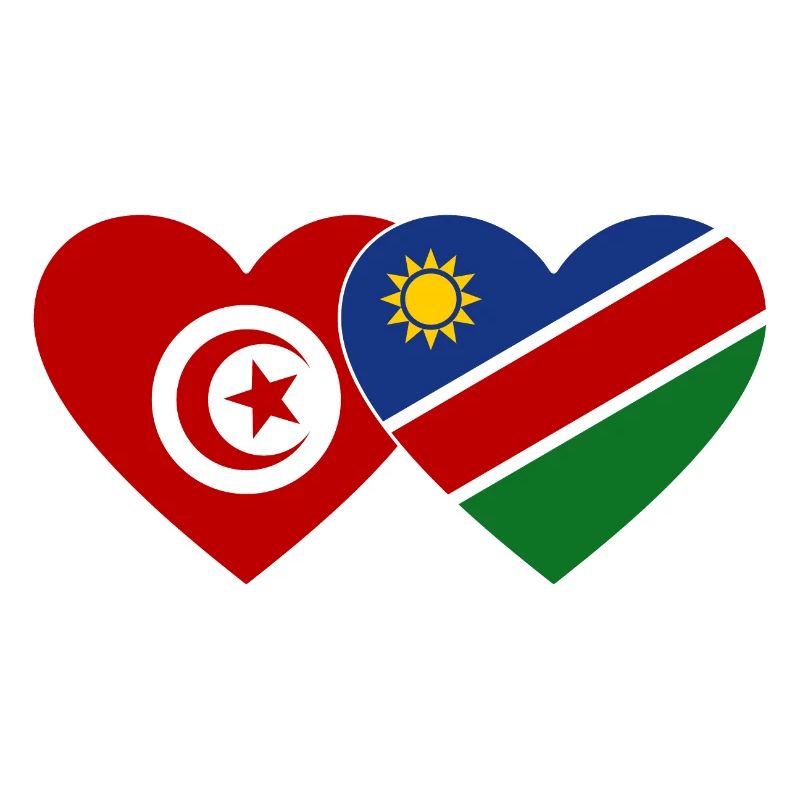 Tunisia Namibia Flag Heart
