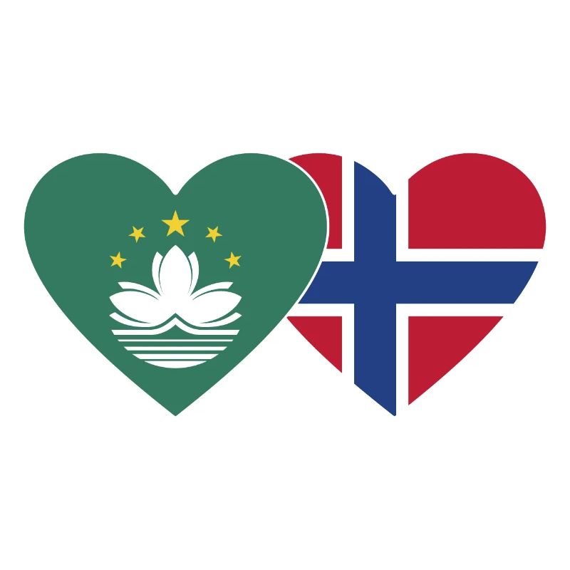 Cœur de drapeau de la Norvège de Macao