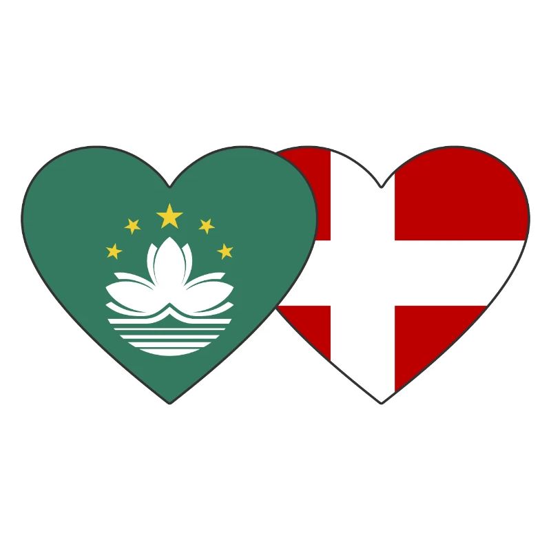 Macao Danemark Flag Coeur