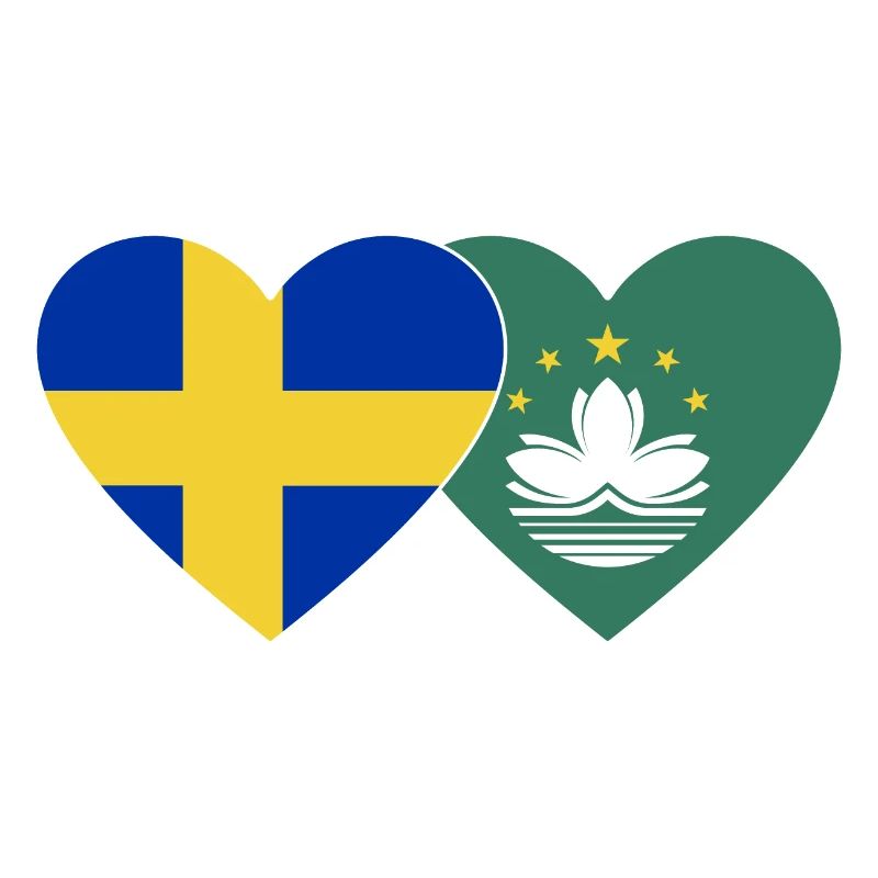 Suède Cœur de drapeau de Macao