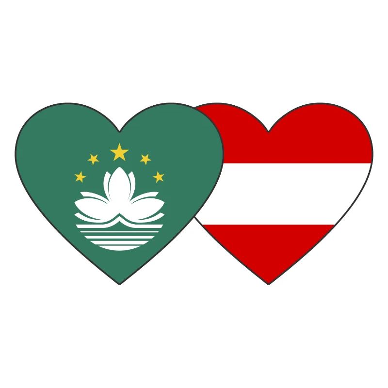 Cœur de drapeau de Macao Autriche