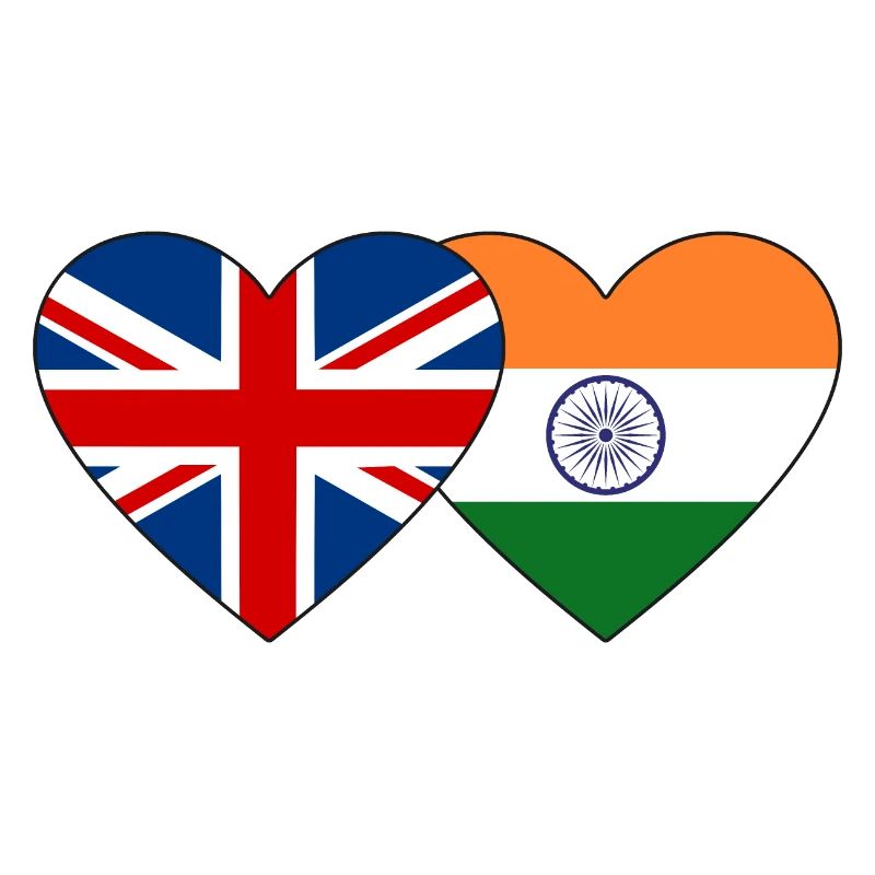 Angleterre Inde drapeau coeur