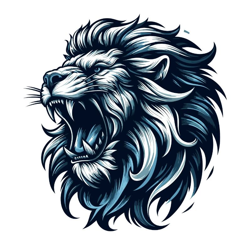 Lion rugit cadeau bleu