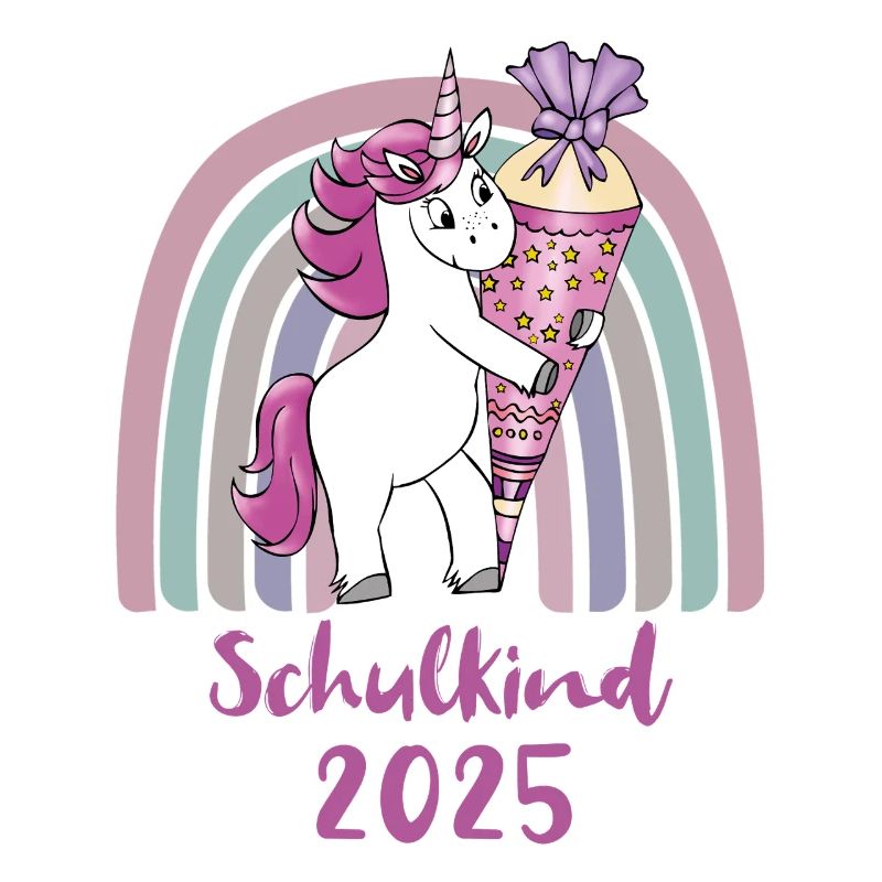 Schoolchild 2025 Unicorn with Sugar Cone Rainbow