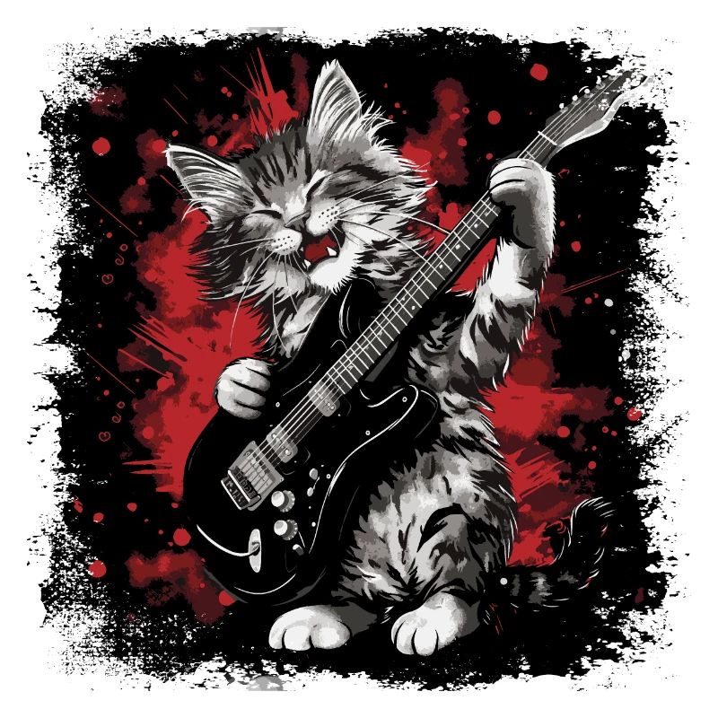 Cat plays guitar