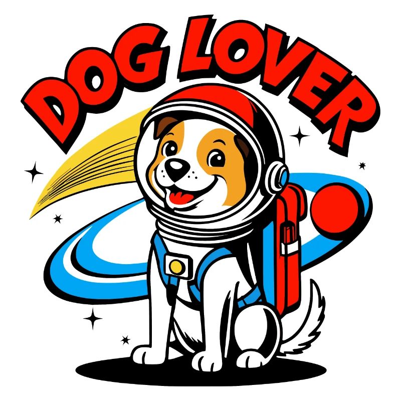 Chien mignon en tant qu’astronaute dans le style bande dessinée