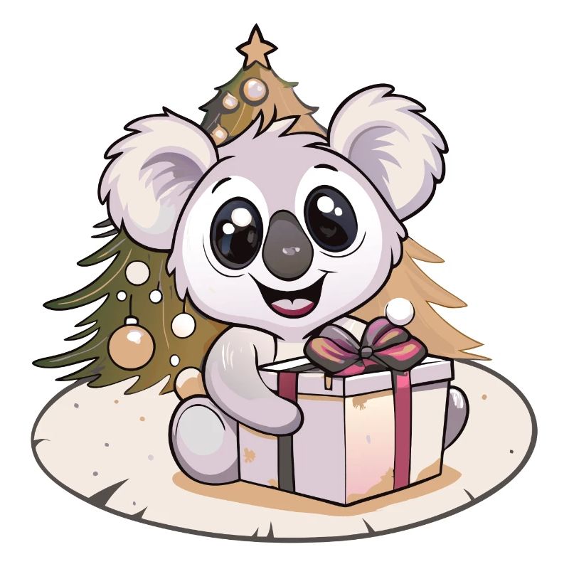 Cute koala with gift for Christmas