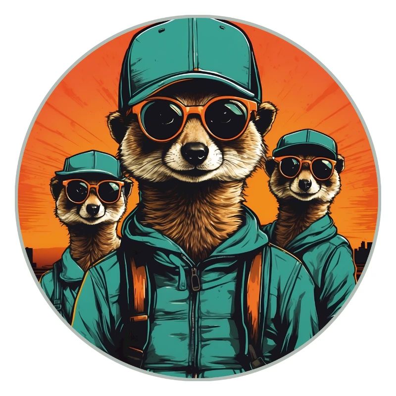 Three cool meerkats with sunglasses