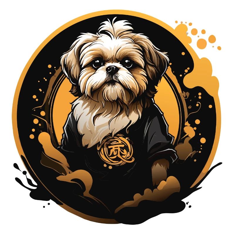 Shih Tzu Portrait in Decorative Circle Frame