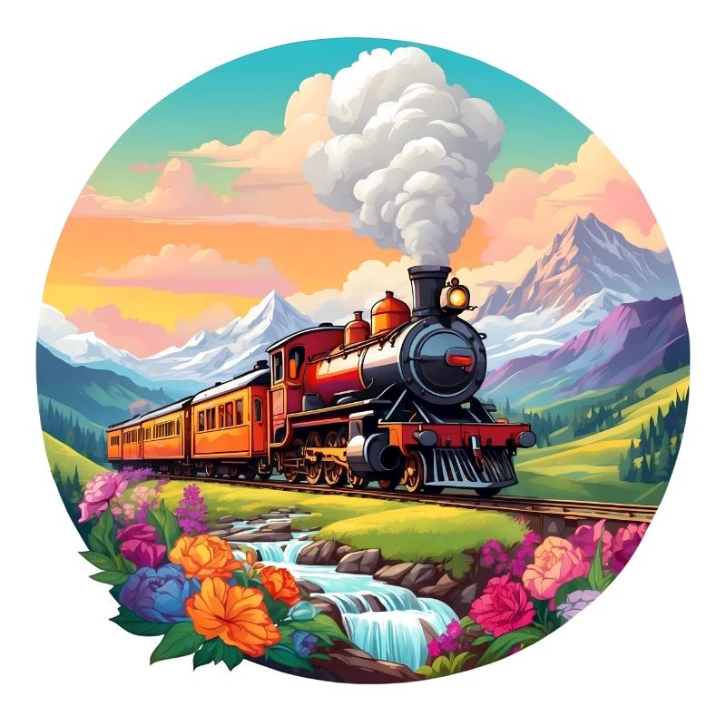 Nostalgische qualmende Dampflokomotive mit Waggons