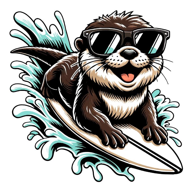Lustiger surfender Otter mit Sonnenbrille