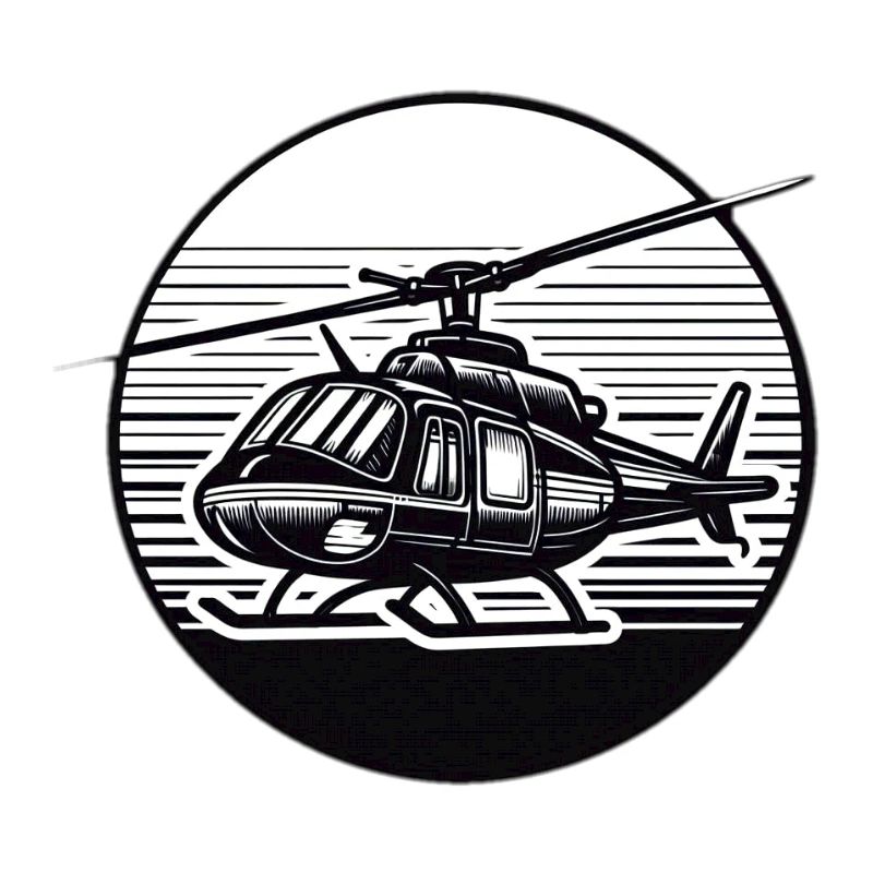 Hélicoptère en noir et blanc