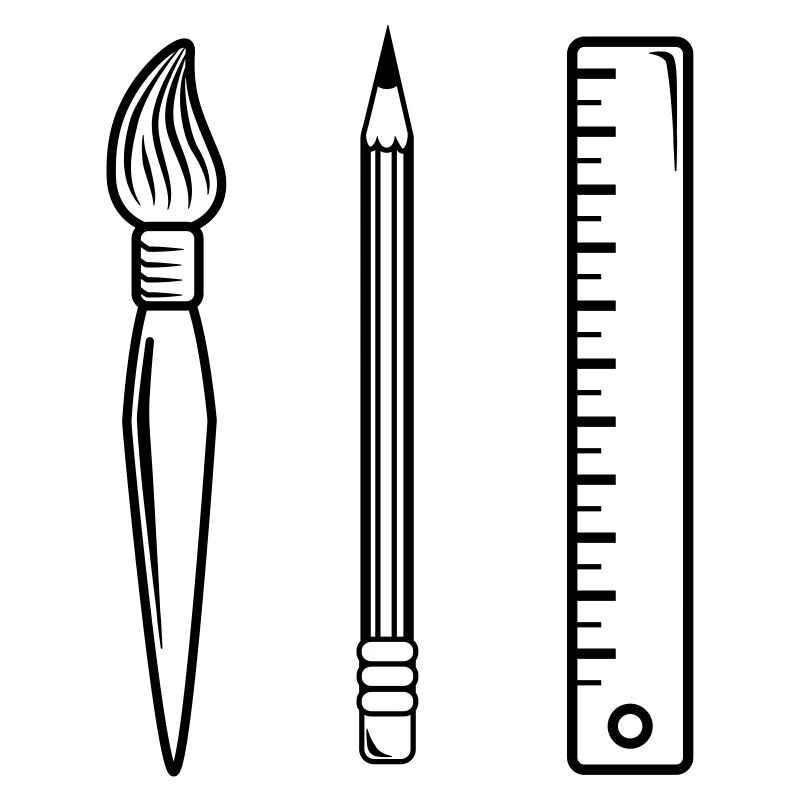 Pinsel Bleistift Linieal