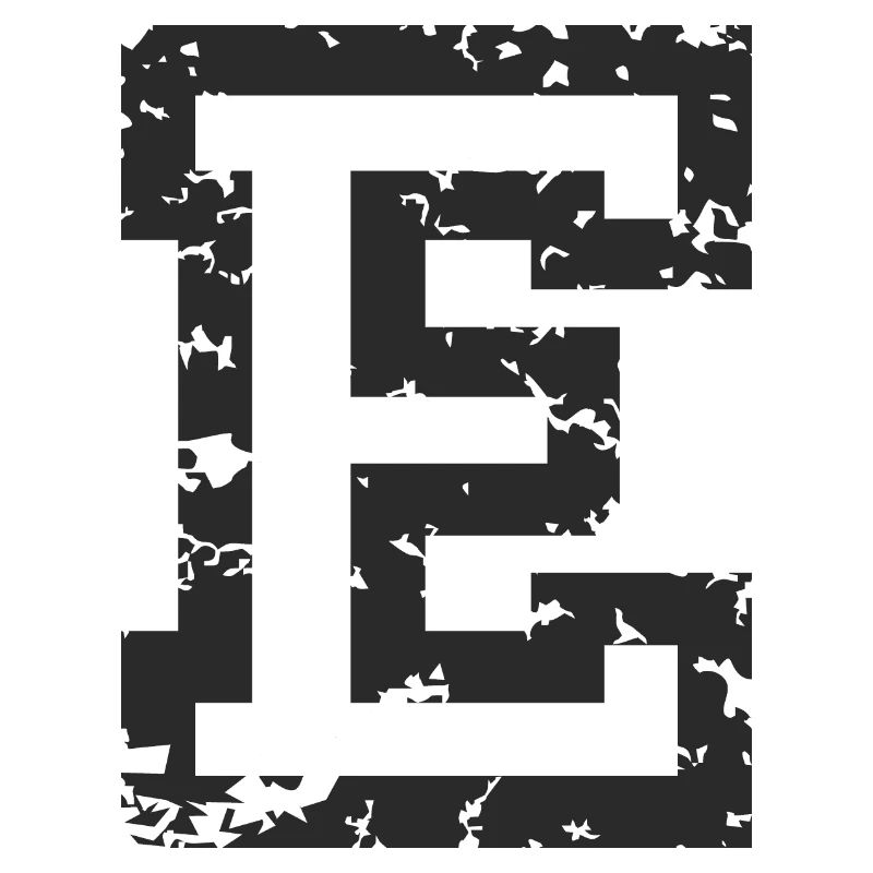 Letter E (Used Look) Black / White