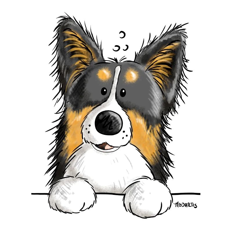 Pfiffiger Border Collie - Hund - Comic - Dog