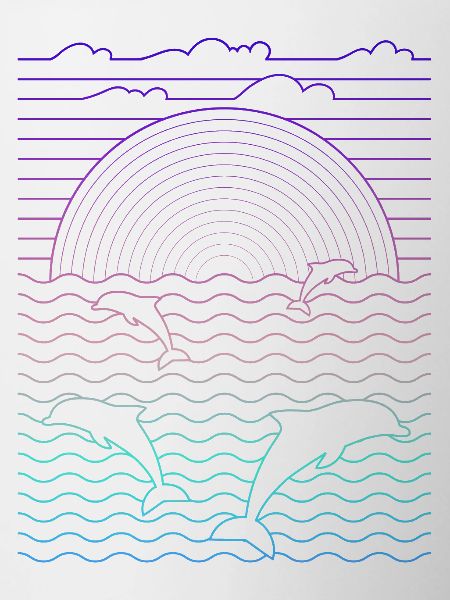 Sea & Dolphins (Lines)