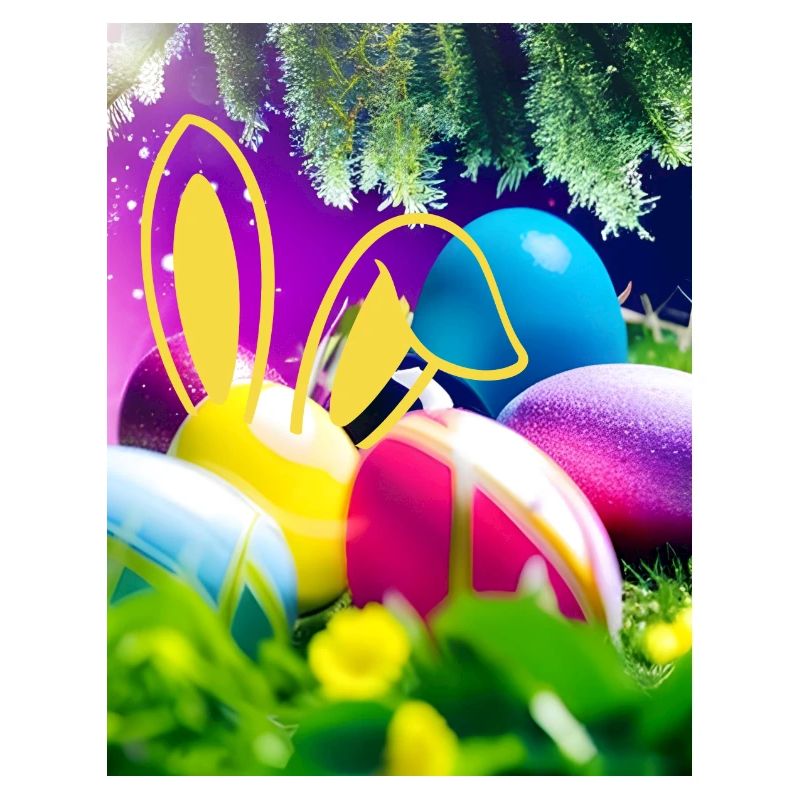 Œufs de Pâques avec contour de lapin Oreilles de lapin