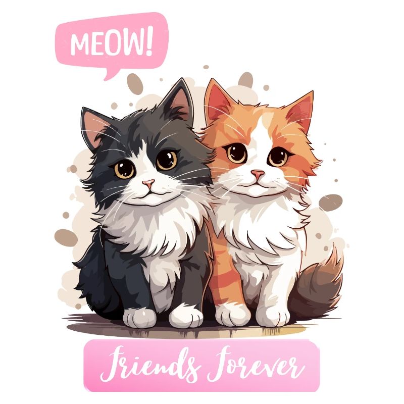 adorable chat duo amitié illustration