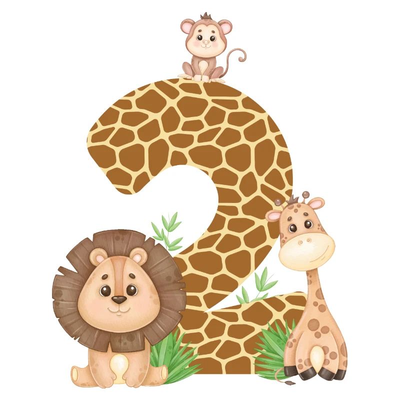 2. Geburtstag Dschungeltiere Giraffe Löwe Affe
