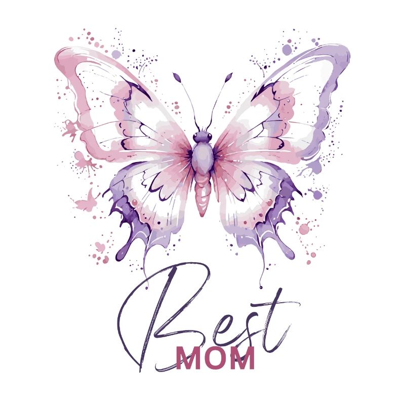 Meilleure maman : Design de papillon blanc-rose-violet