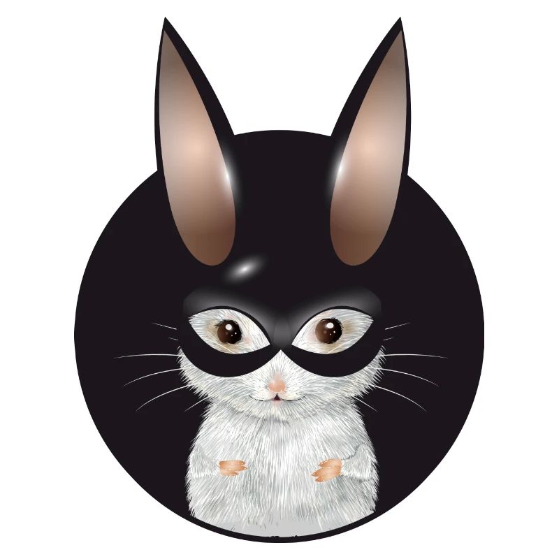 Cute White Mouse with Bunny Mask in Patch