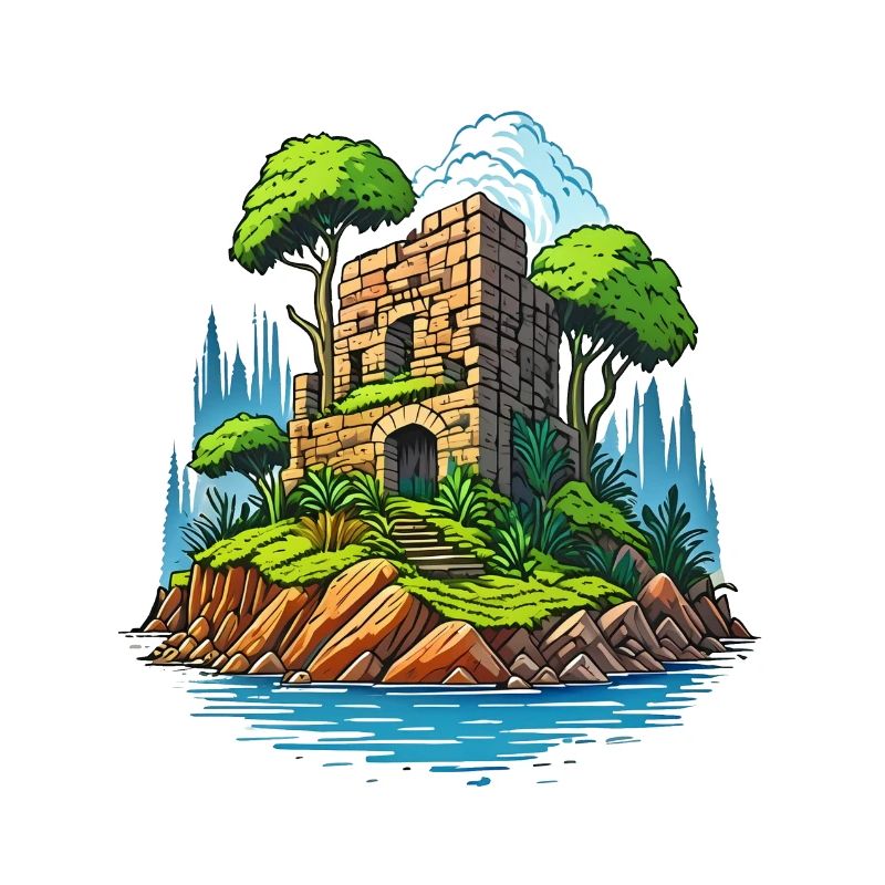 Ruine auf einer einsamen Insel