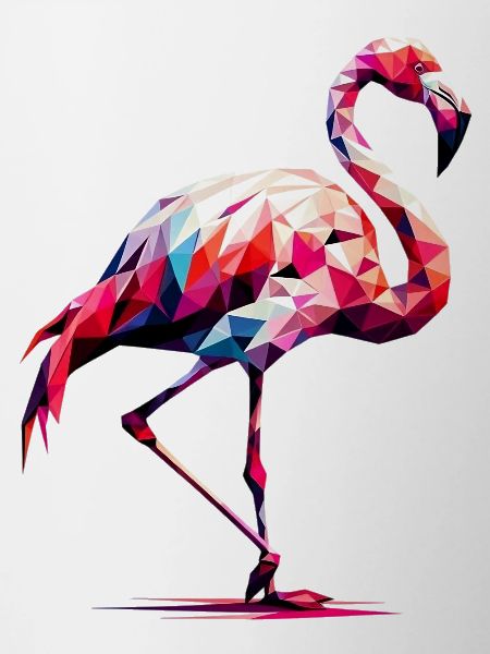 Flamant rose polygonal