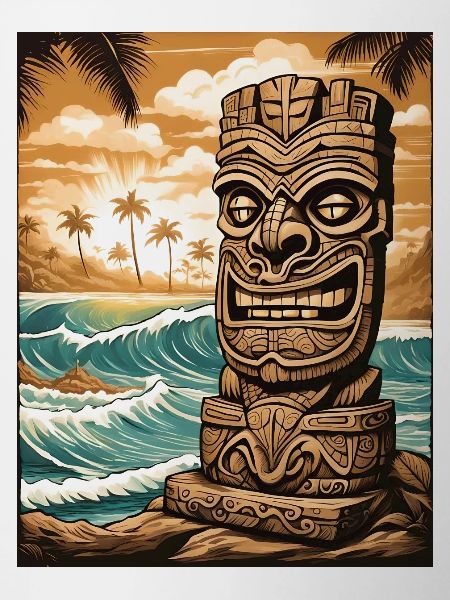 Tiki statue on the beach