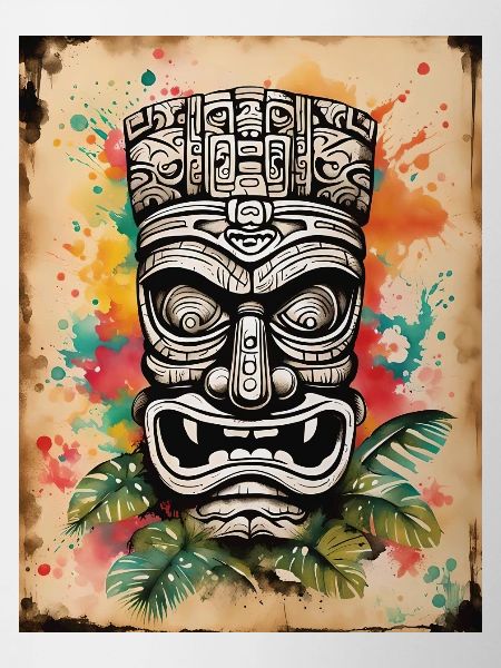 Tiki mask splash art