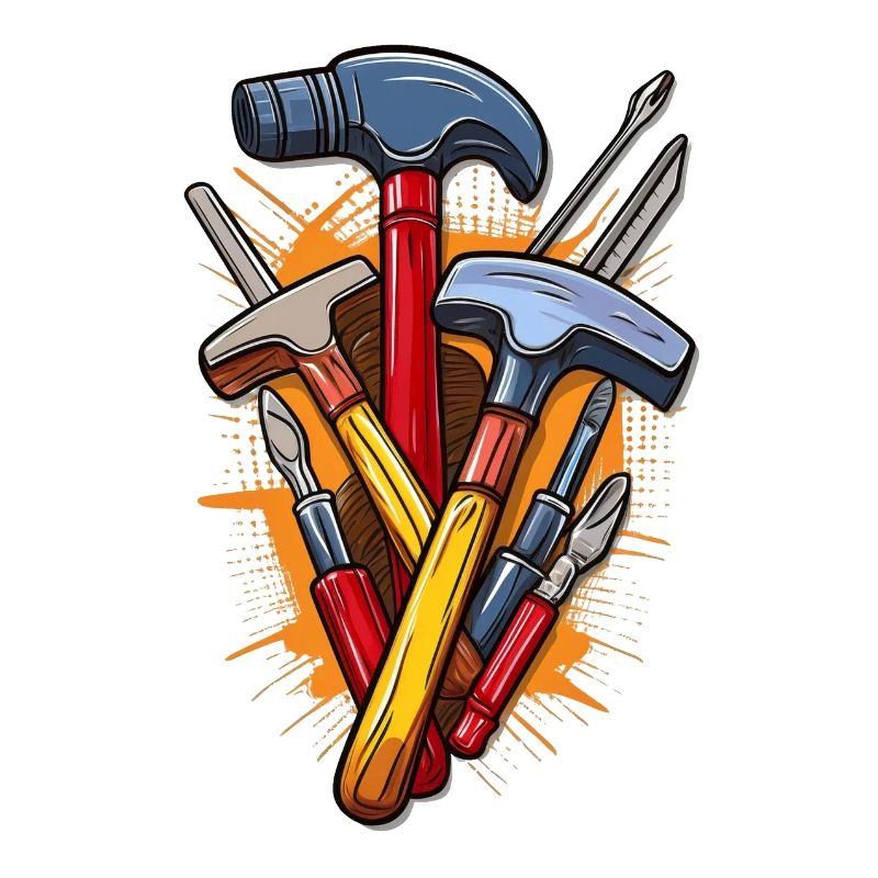 Tools such as hammers and screwdrivers