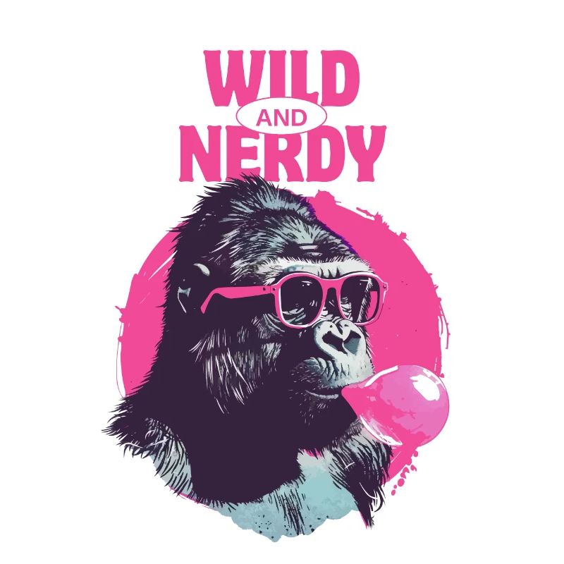 Gorilla mit Sonnenbrille und Kaugummi Pink